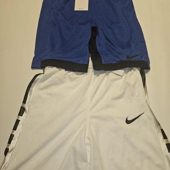 2 Pair of Nike Boys' Dri-FIT Elite Basketball Shorts White/Blue Large-/Bundle - Picture 10 of 16